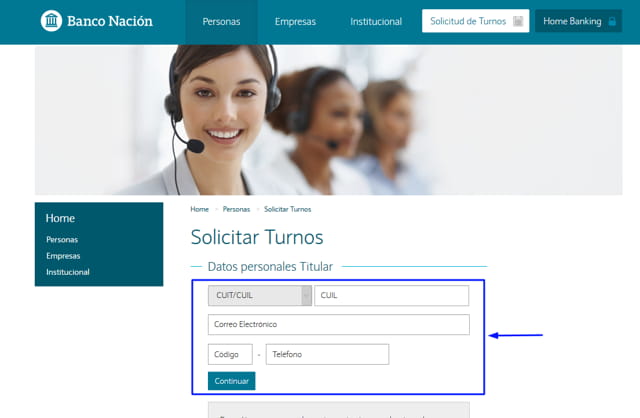 Solicitud de turno Banco Nación 3